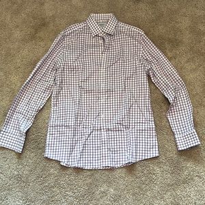 White and purple checked dress shirt from Charles Trywhitt